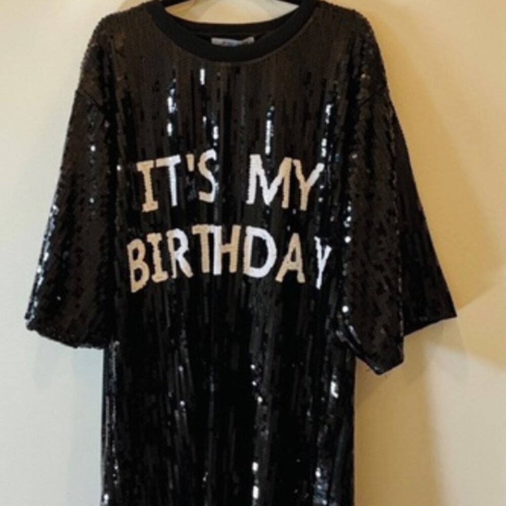 'it's my birthday' sequin shirt dress - Picture 4 of 4